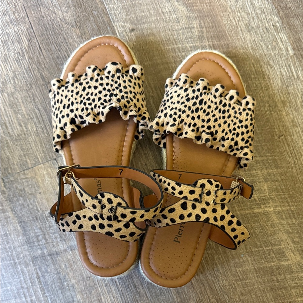 Pierre Dumas Leopard Print Sandals with Ankle Strap